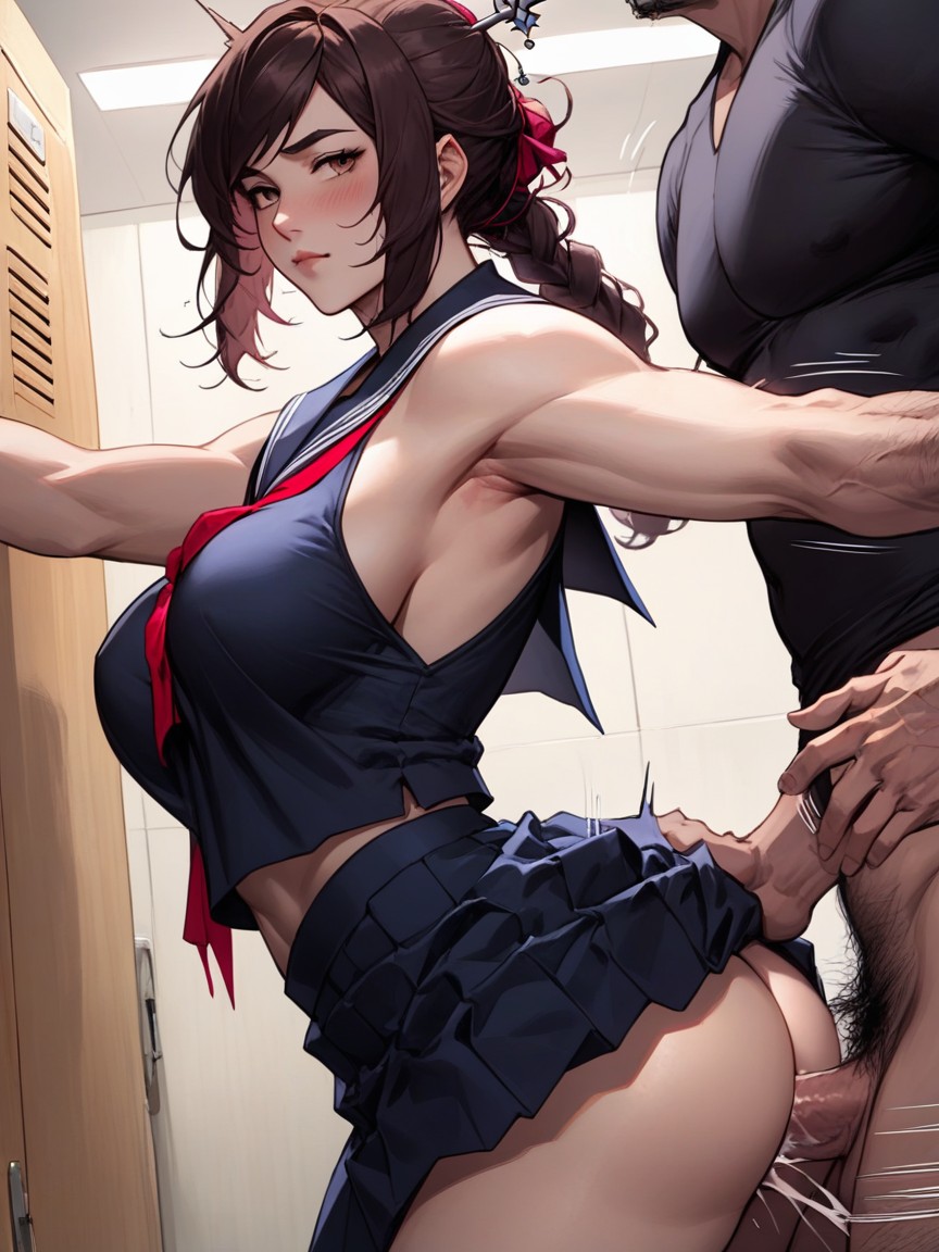 Spit Roast, Bending Over, Round Breast Hentai AI Porn