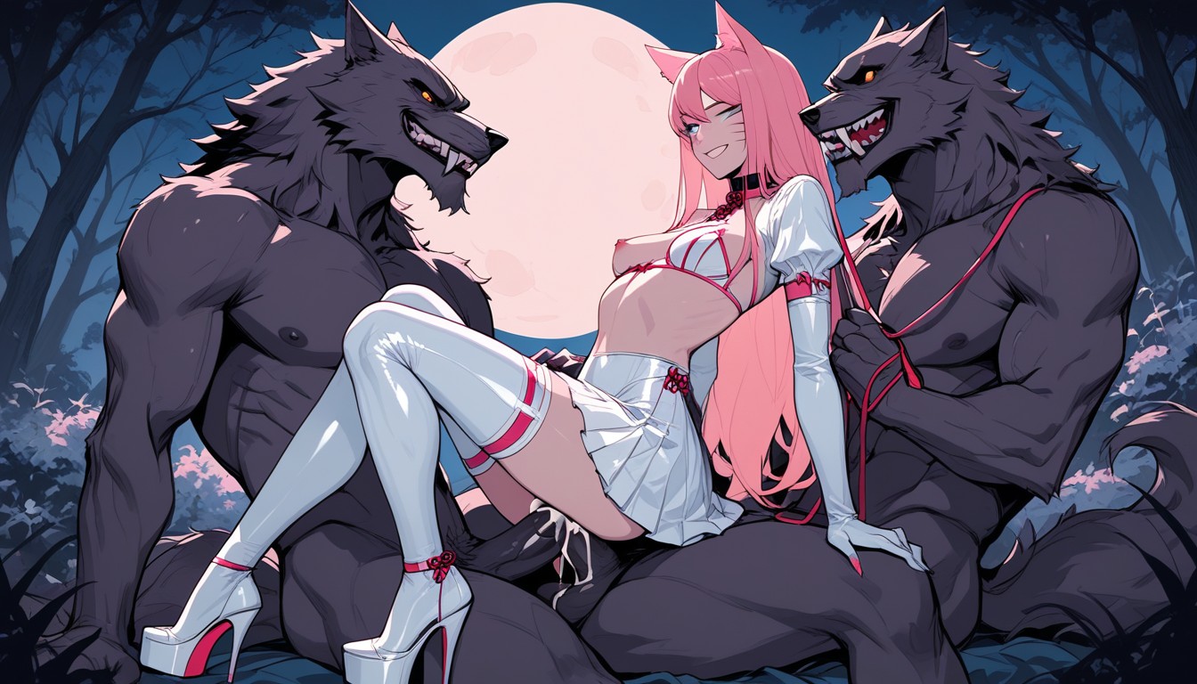 Pink Latex Bra, No Tail, Pink Hair Hentai IA
