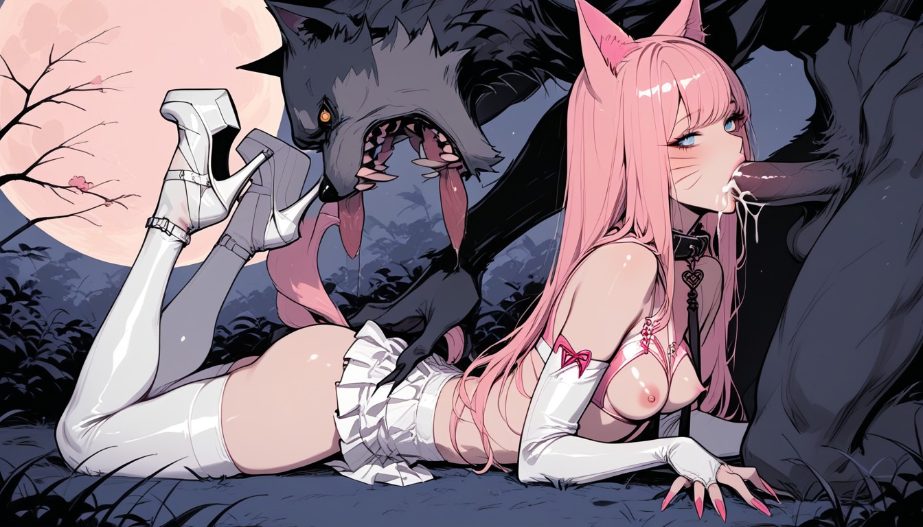 Blowjob, Full Moon, Bushes Hentai AI Porn