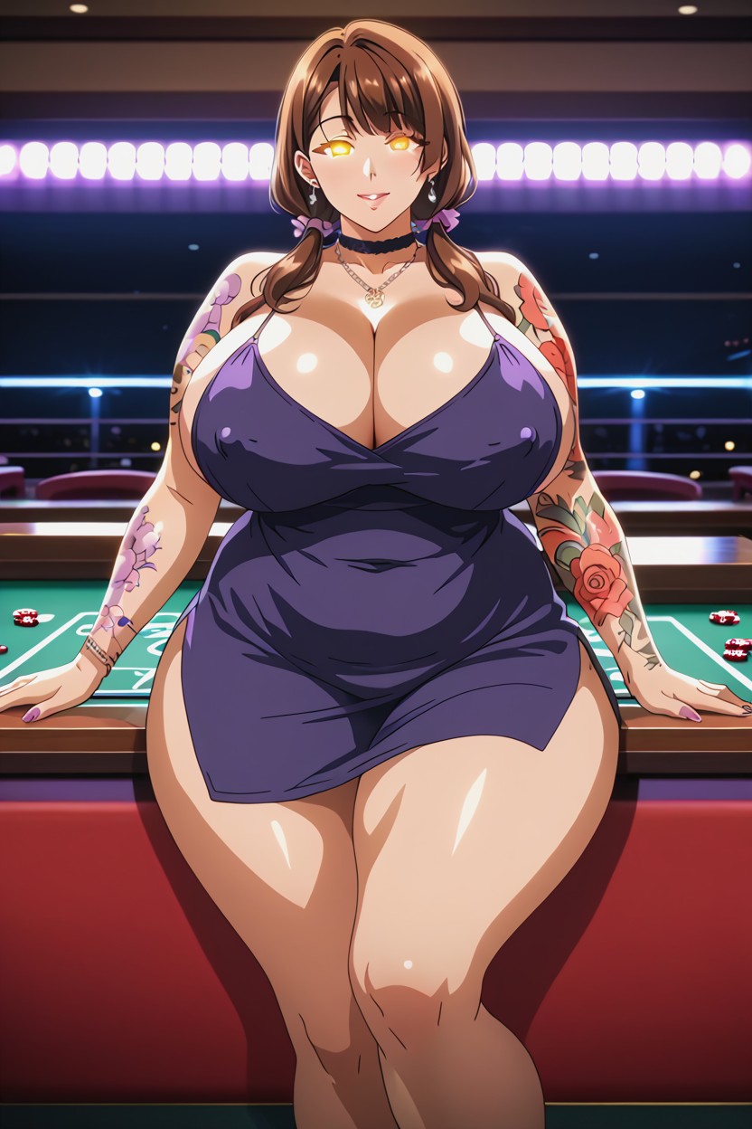 Intricate Detail, Choker, Purple Zou Dress Hentai AI Porn