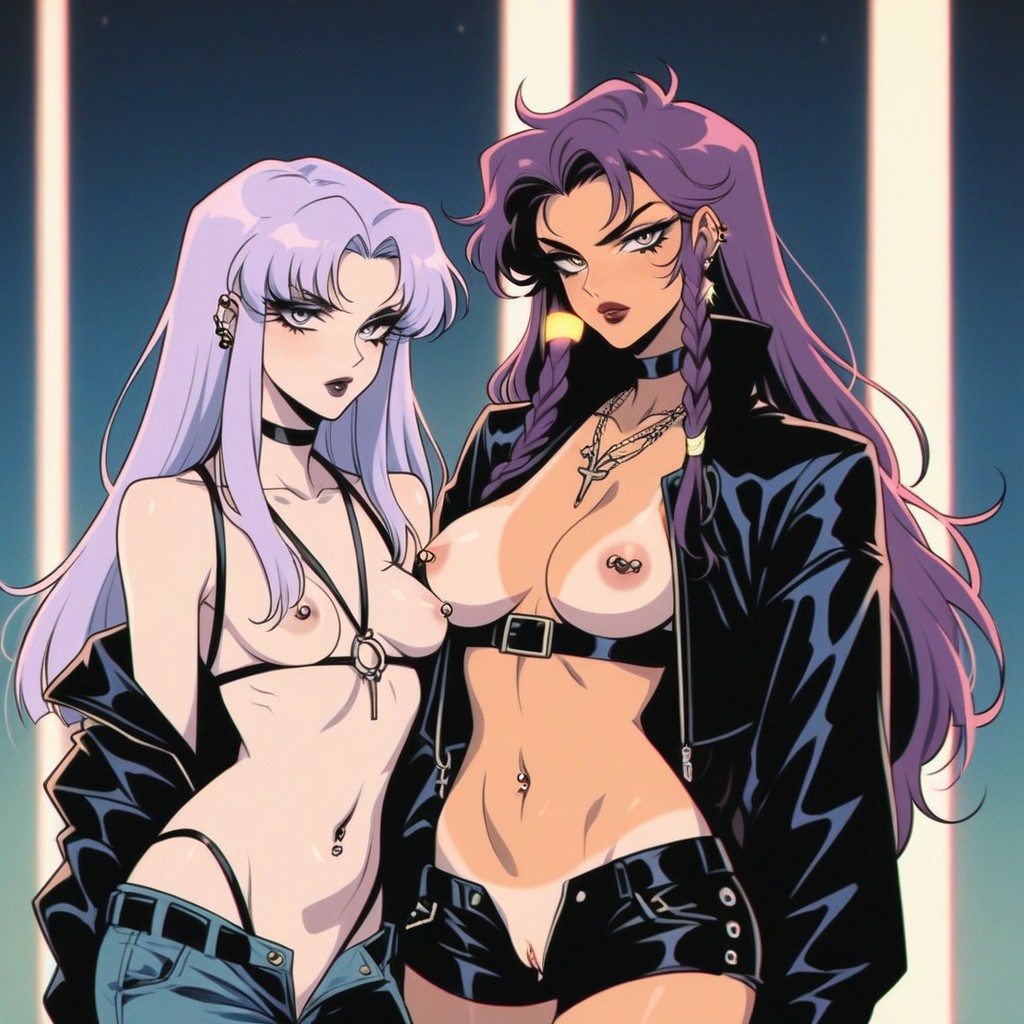 18+, Stylish Anime Woman, Neon Signs Hentai AI Porn