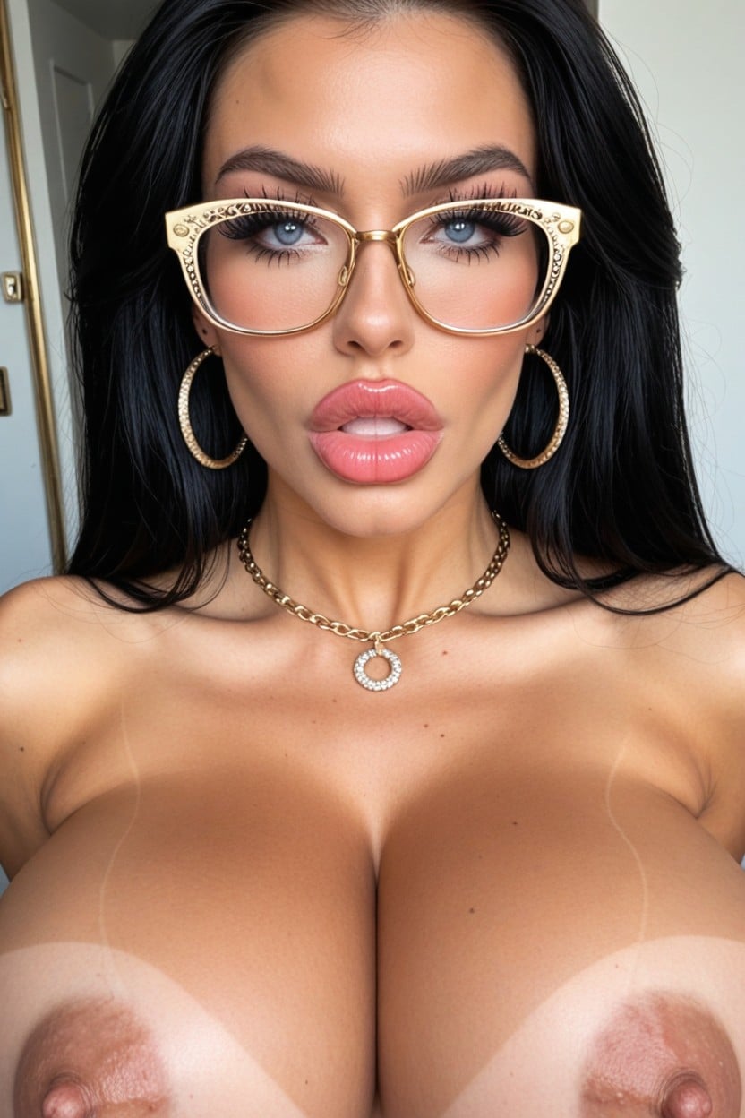 Red Lips, Head Tilted Back, Seductive AI Porn