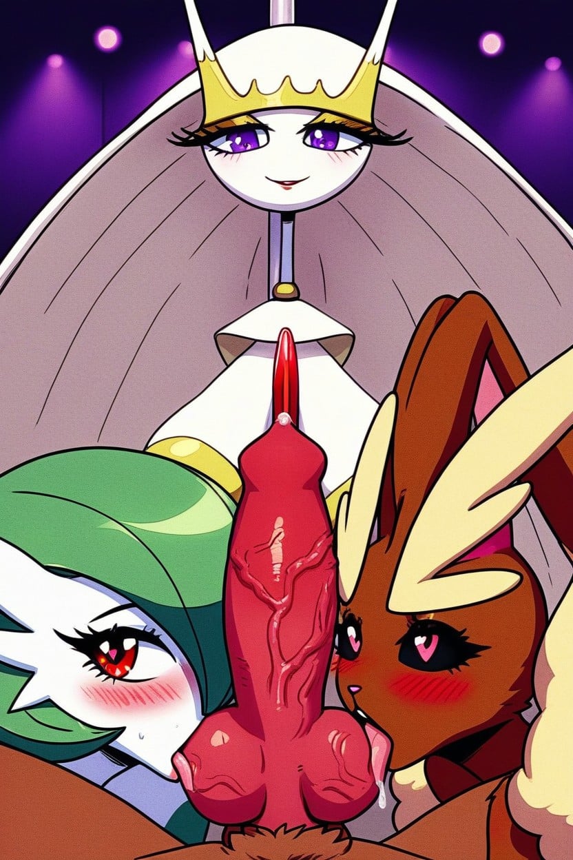 Female Gardevoir From Pokemon On The Right, Dense Steam In The Air, Drooling Furry AI Porn