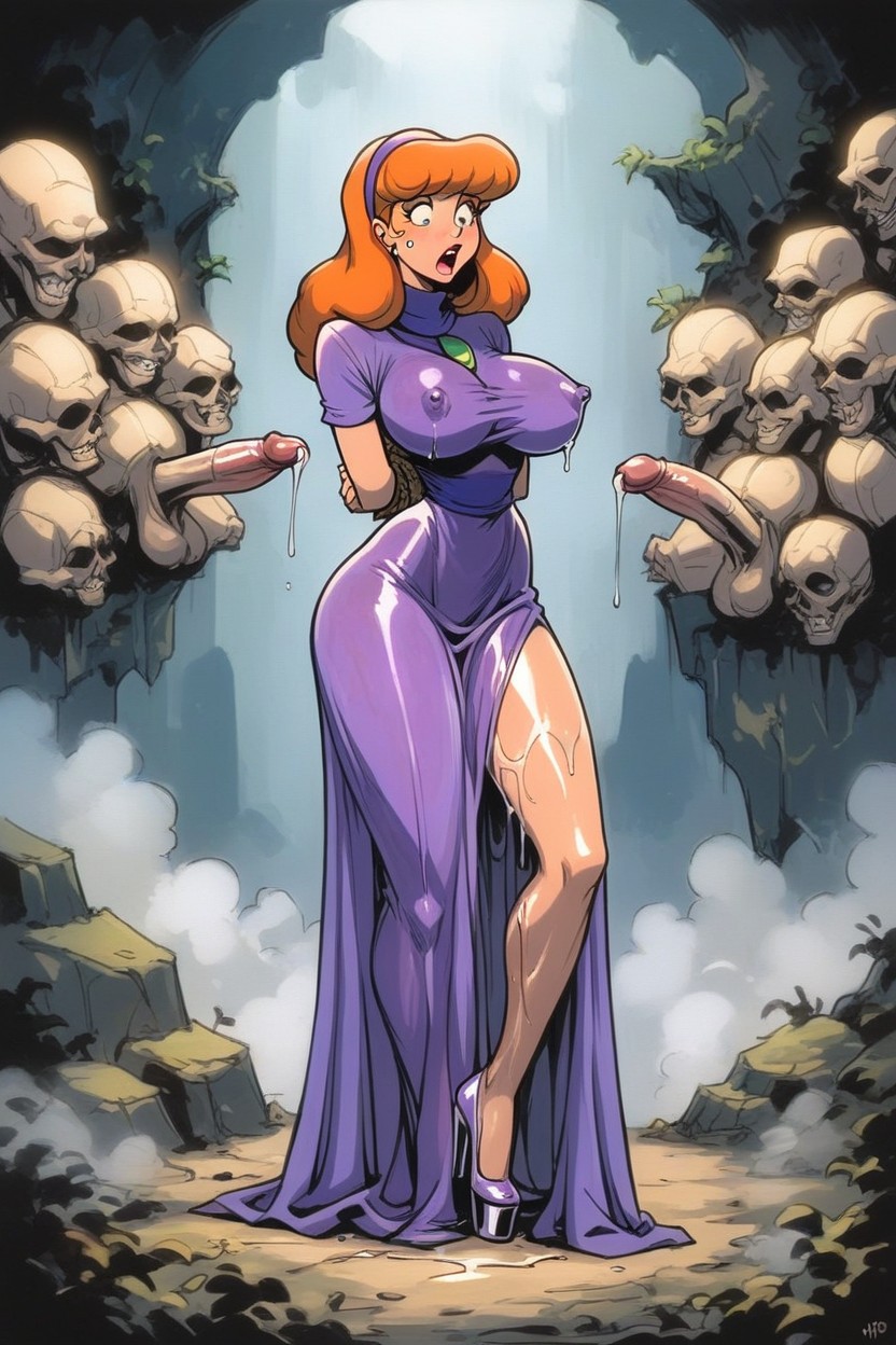 Very Pretty, Dress Purpe Top, Wasp Waist AI Porn