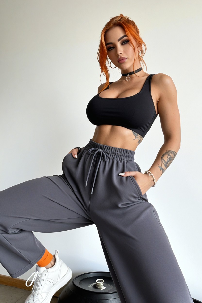 Exposed Crotch, Super Wide Hips, Choker AI Porn