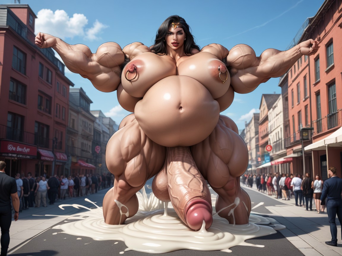 Gigantic Lips, Ass Bigger Than Torso, Exaggerated Gigantic Oversized Penis Shemale AI Porn