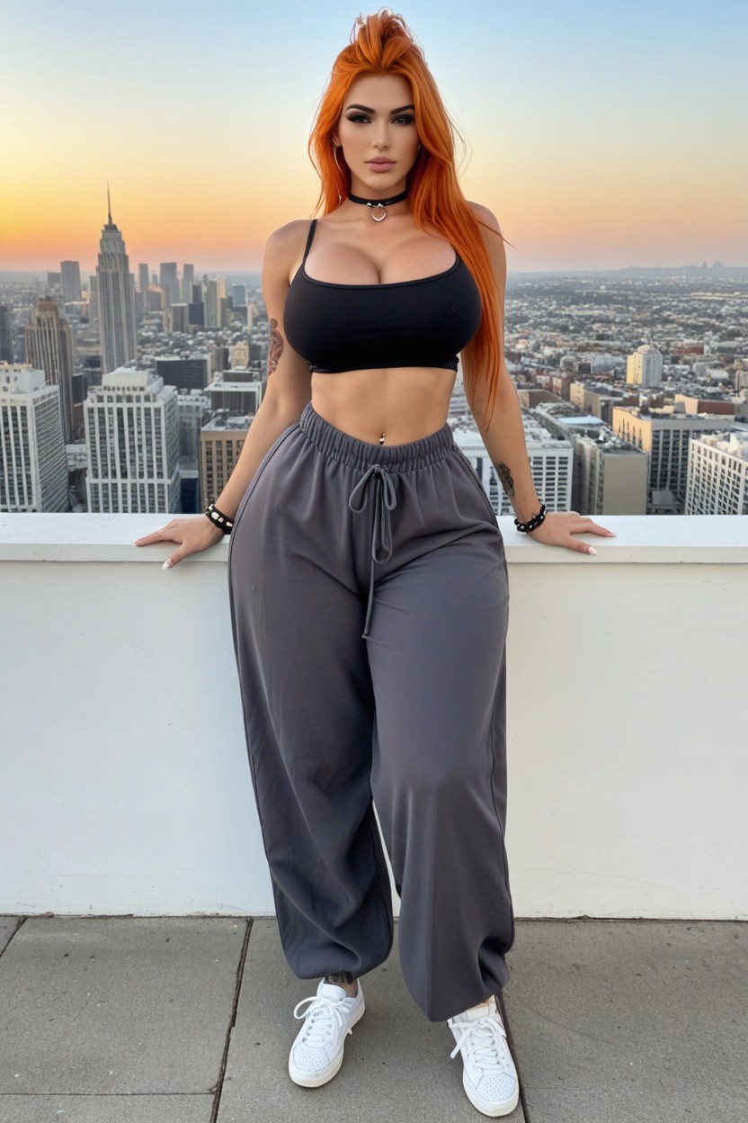 Hyper Waist, Extremely Tight Crop Top, Super Wide Hips AI Porn