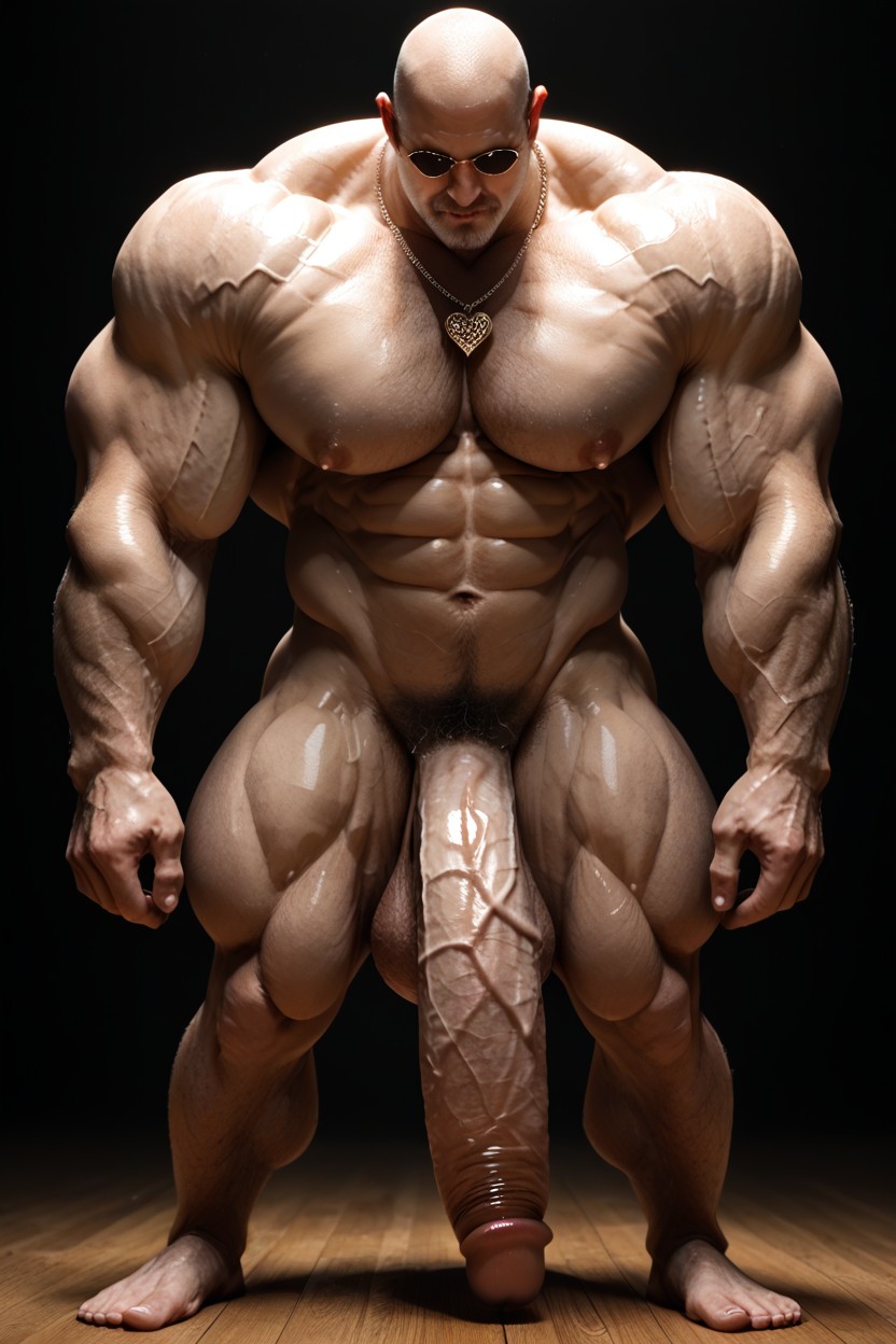 Nude, Hyper Muscles, Cock Ring AI Gay Porn