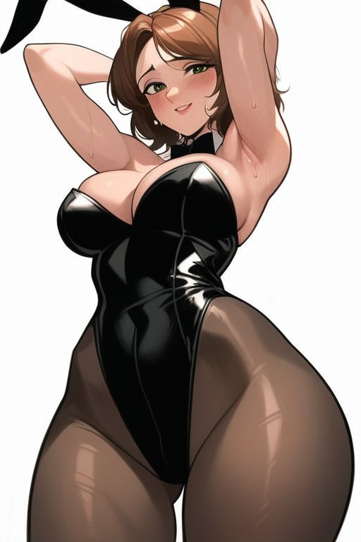 Front View, Hair, White Background Hentai AI Porn
