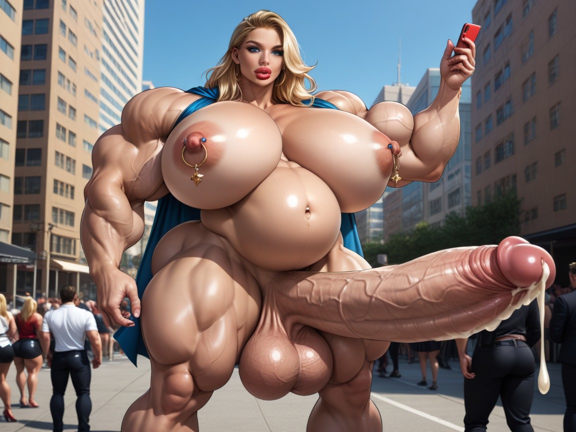 Extremely Muscular, Thick Giant Biceps, Wide Massive Shoulders Shemale AI Porn