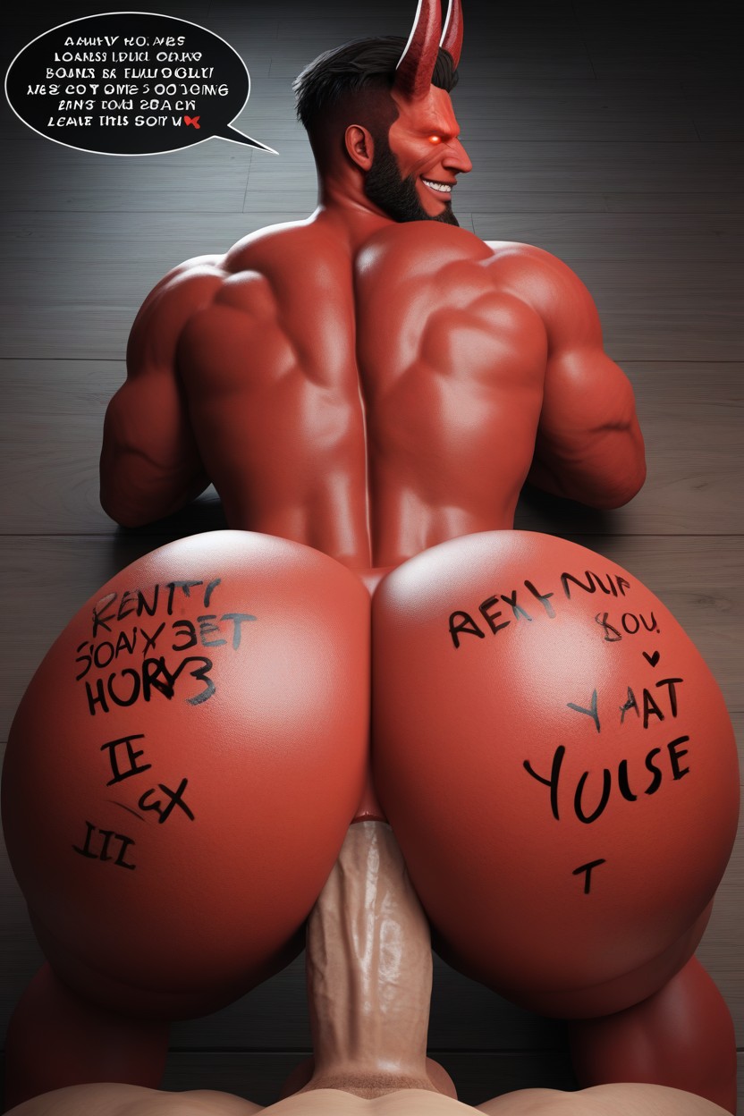 Power Bottom, Goatee, Bottom Looks Evil AI Gay Porn
