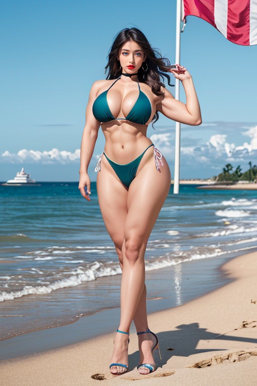 Glossy Pink Lipstick, Steroid Ghetto Booty, Giant Saggy Breasts AI Porn