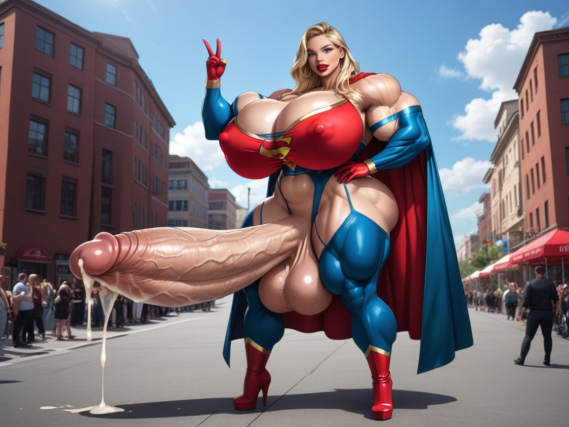 Biggest Bulging Penis, Testicle Expansion, Wide Thick Hips Shemale AI Porn