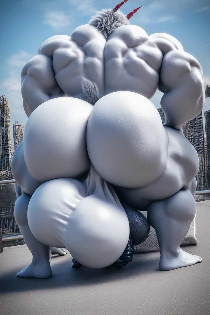 Penis Meters, Licks His Dick, Muscular Furry AI Porn