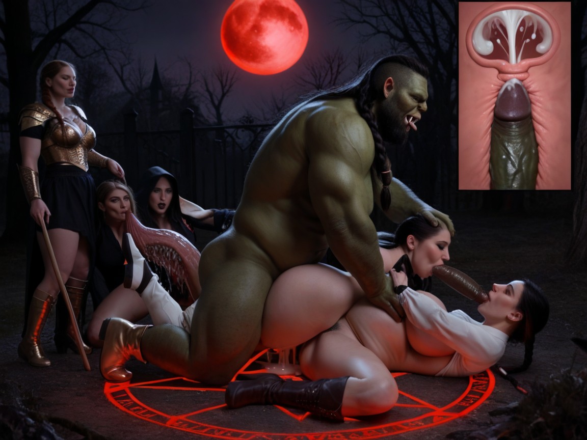 Massive Pregnant Belly, Breast Sucking, Evil Summoning Circle AI Porn