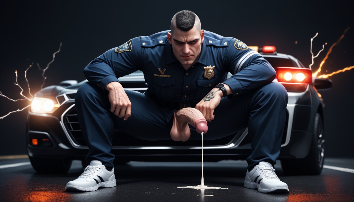 Noir, Grinning, Police Car AI Gay Porn