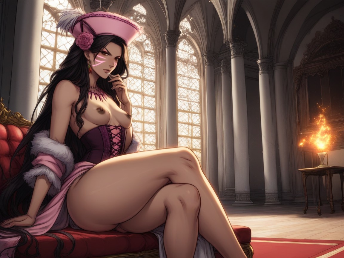 Pale Tan Skin, Pink Tribal Face Paint, Straight Hentai AI Porn