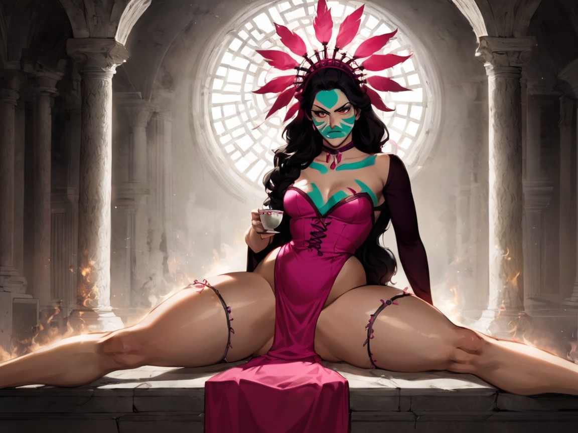 Velvet Drapes In Background, White Fur Hat, Victorian Architecture Porno latina IA