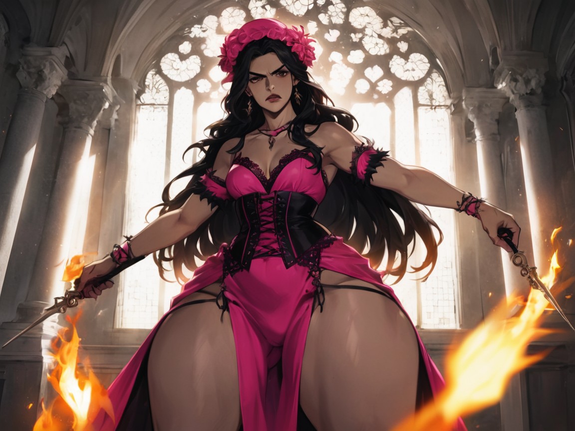 Flames In Distance, Low Torso Height, White E Pattern Fur Coat Porno latina IA