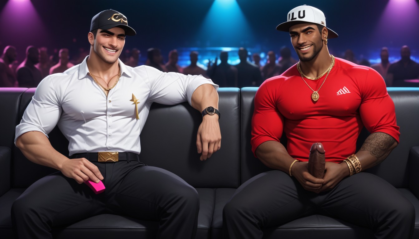 Gold Necklace, Horny, Black Background AI Gay Porn