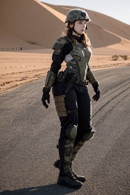 Beautiful Face, Snatched Waist, Desert Camouflage AI國產黃片