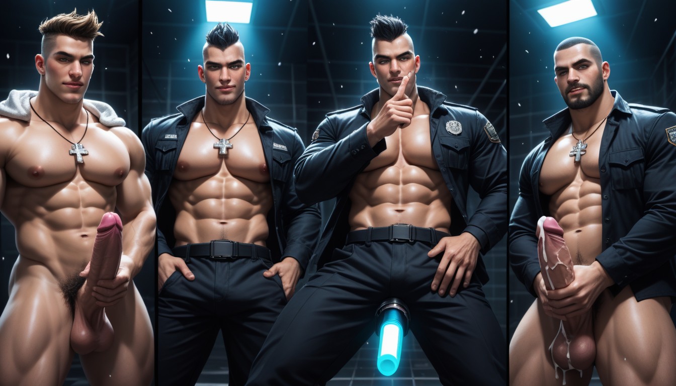 Happy, Open Clothes, Three Guys AI Gay Porn