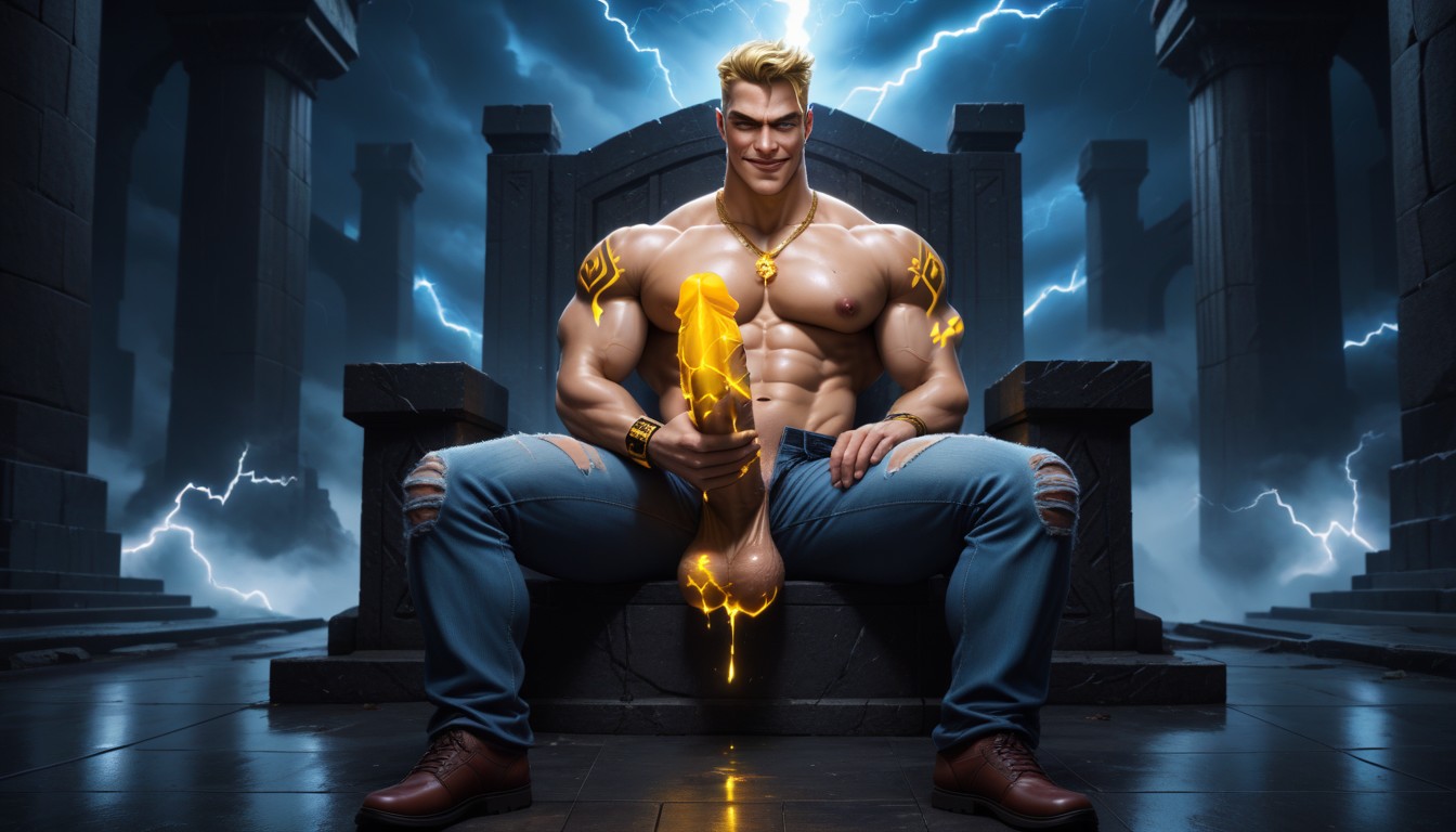Cumming, Standing Penis, No Pants AI Gay Porn
