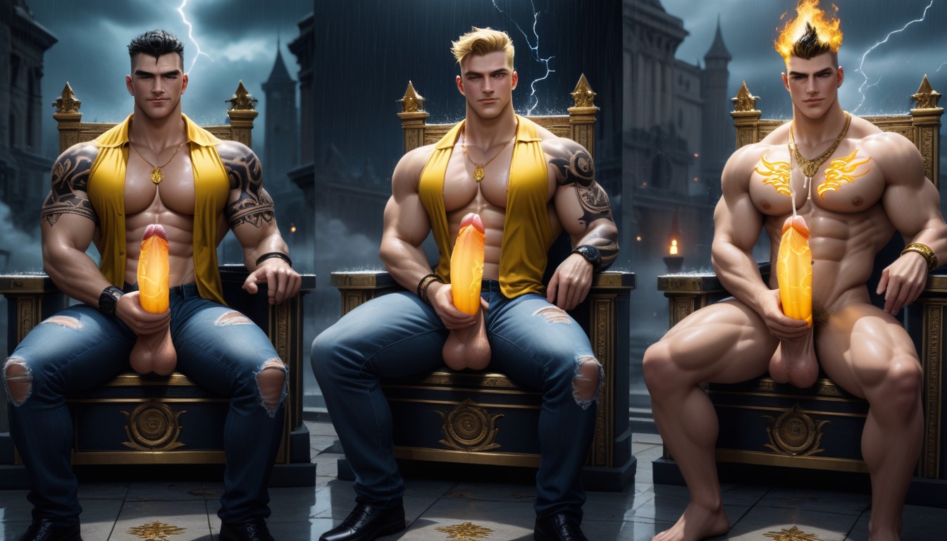 Massive Penis, Cumming, Big Balls AI Gay Porn