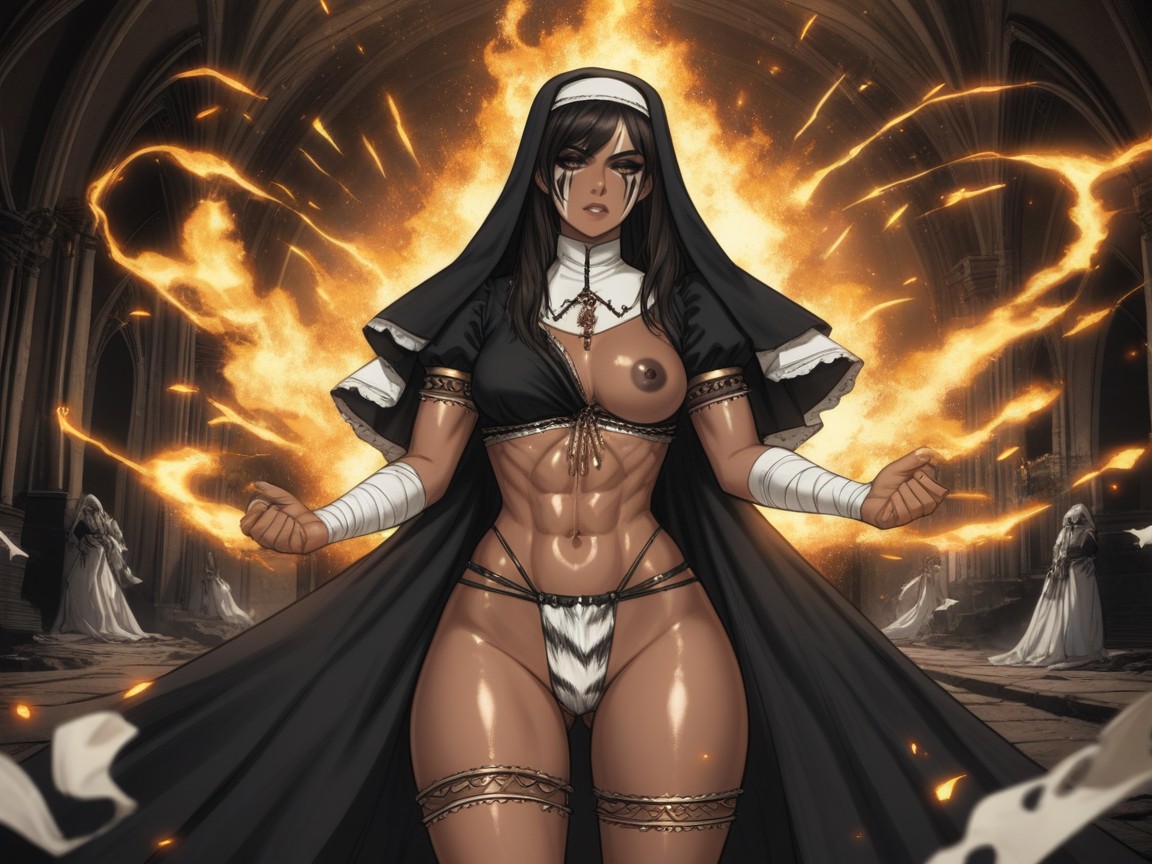 Big Dark Areolae, Torn Silver Habit, Afterimage Hentai AI Porn
