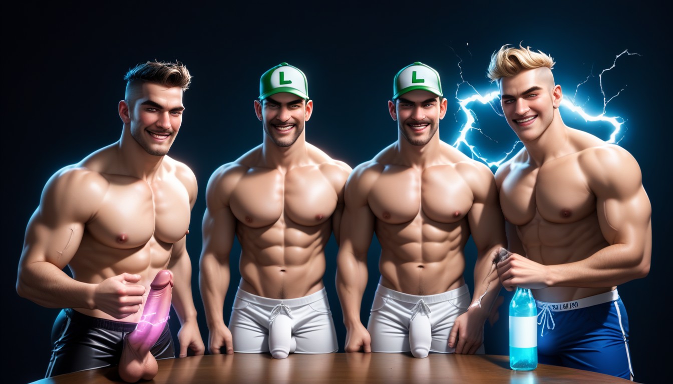 Motion Lines, Hairy, Cocks That Look Like Big Glowing Dildos AI Gay Porn