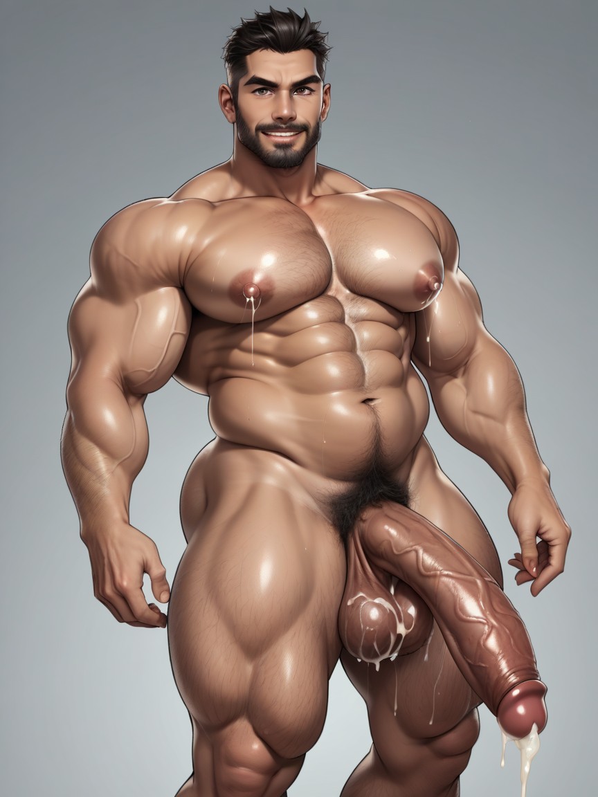 Smug Expression, Long Beard, Brown Eyes AI Gay Porn