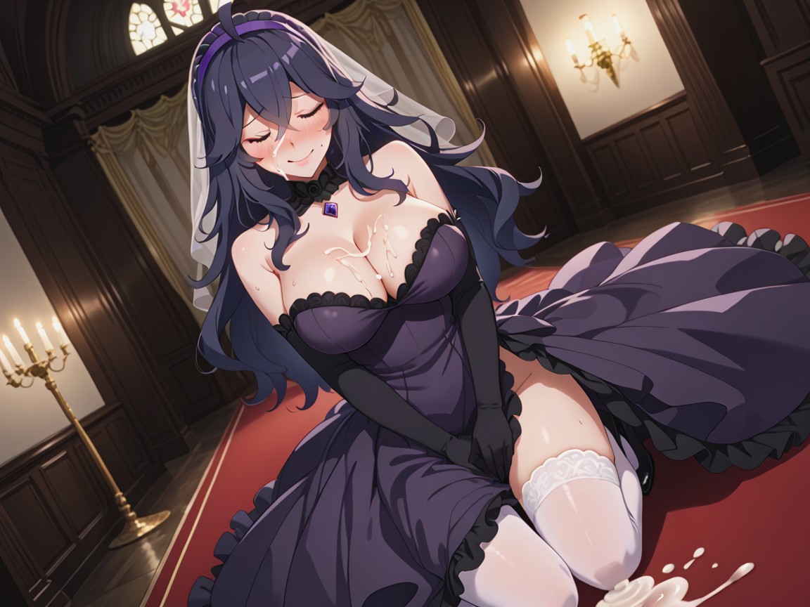 Long Dark Purple Dress, Hex Maniac From Pokemon, Dark Purple Wedding Dress Hentai AI Porn