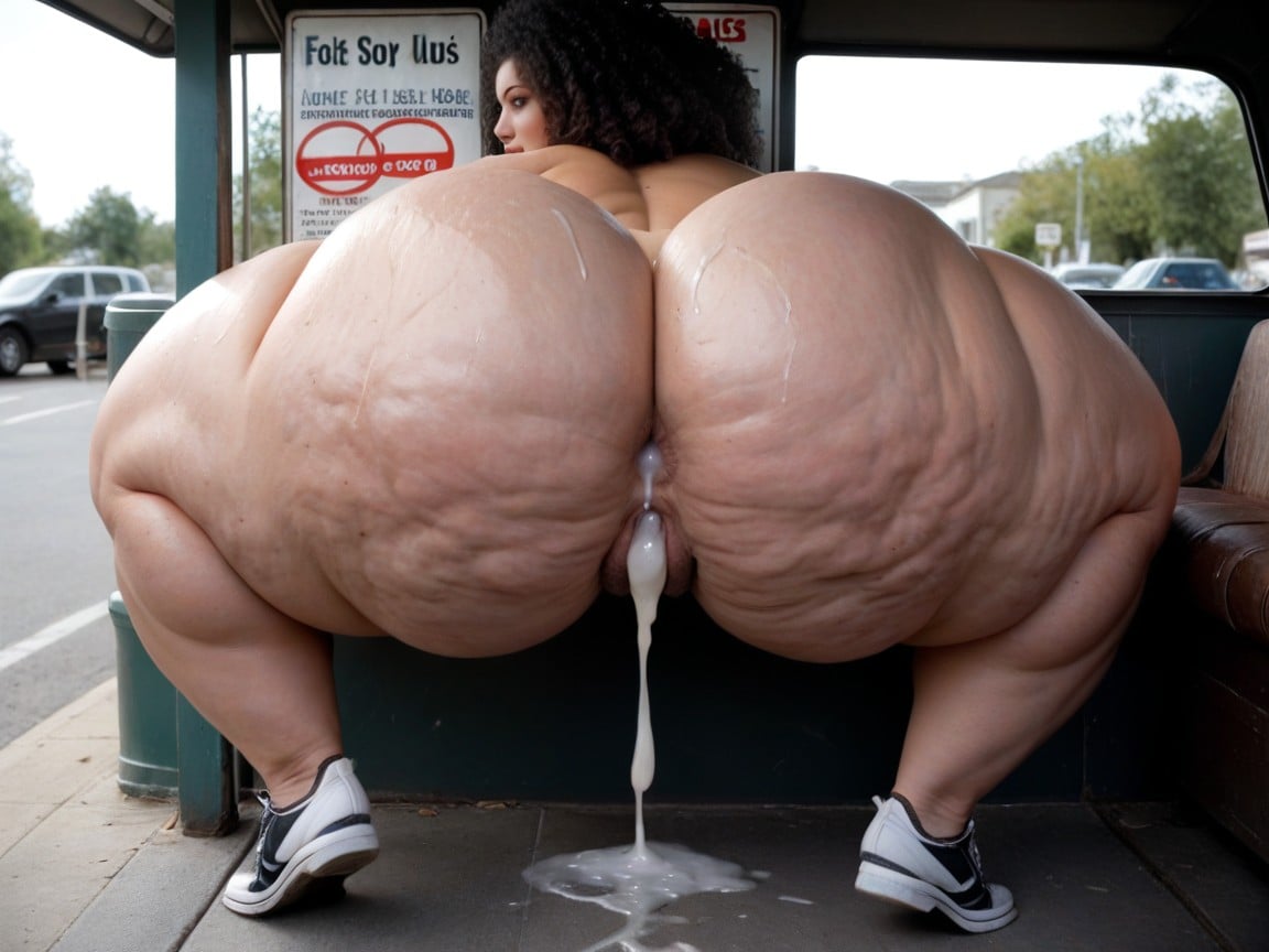 Massive Cellulite Ass, Rear View, Extra Thicc Thighs BBW AI Porn