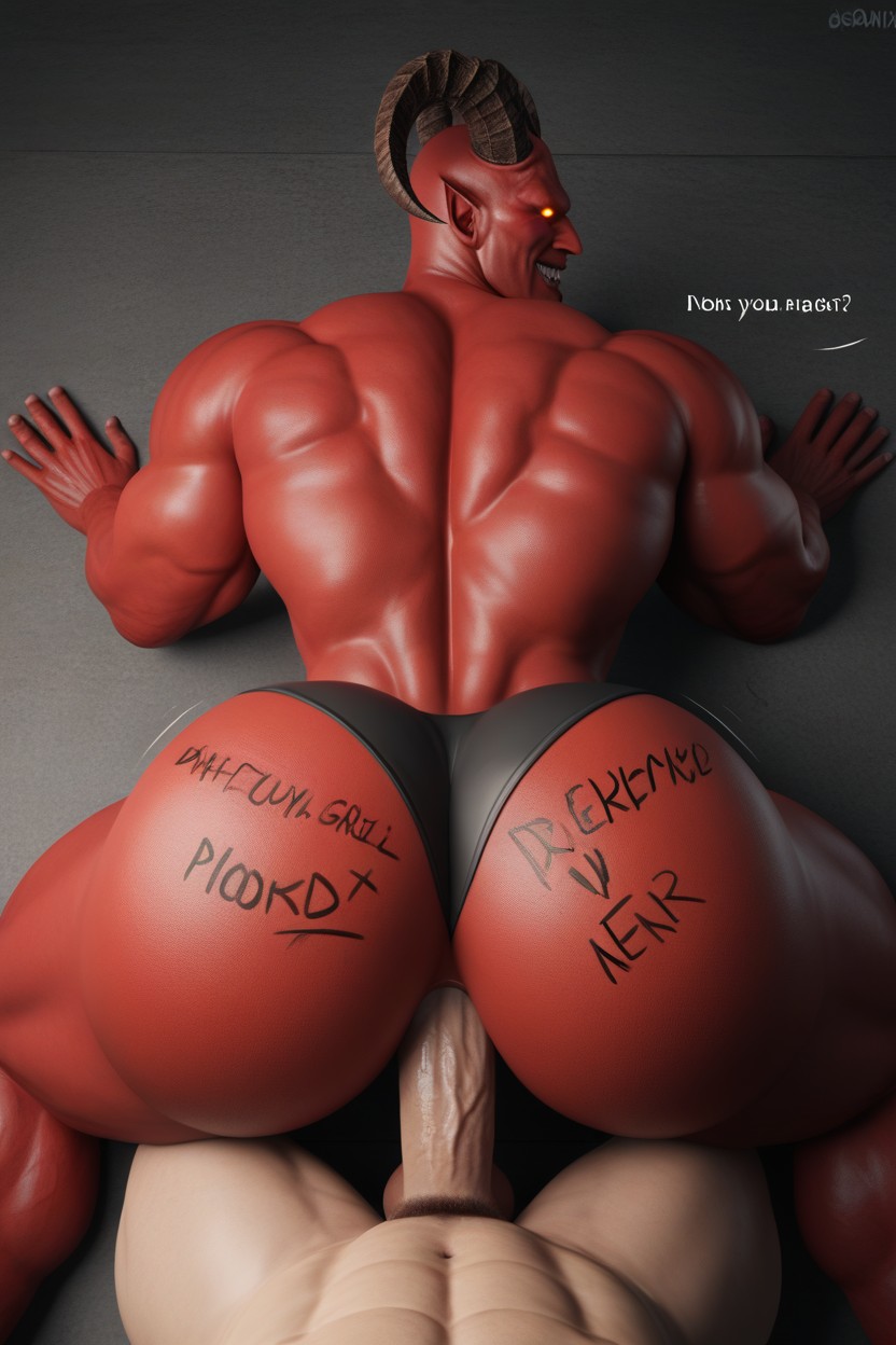 Extremely Large Ass, Texture Of The Anal Walls Is Perfect, Bottom Has Red Skin AI Gay Porn