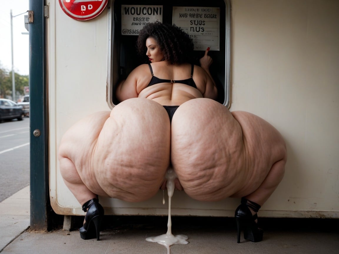 Extra Thicc Thighs, Rear View, Huge Ass BBW AI Porn