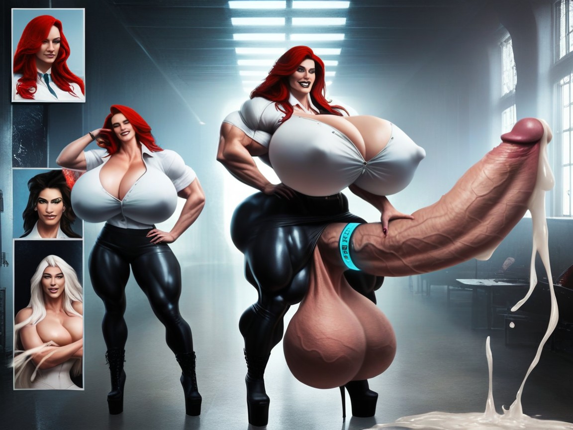 Grasping Massive Long Oversized Hyper Cock Breast, Thick Cock, Futanari Shemale AI Porn