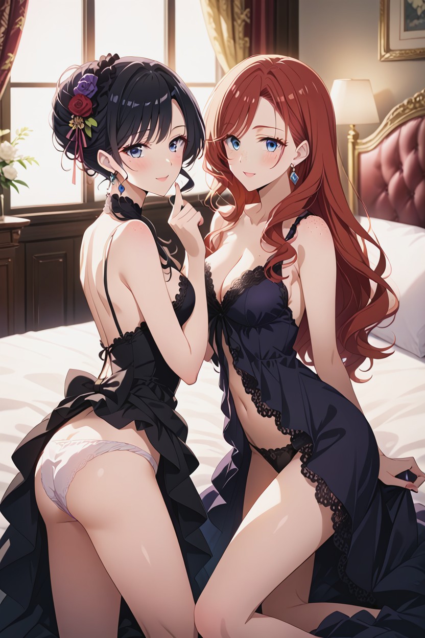 Naked Woman Is Sexy, Red Hair, Two Women Woman Is Hentai AI Porn