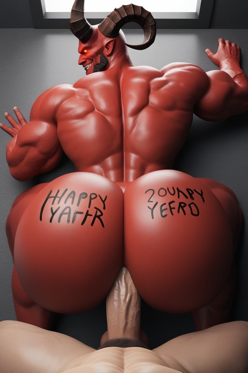 Bottom Is Powerful, Body Writing On Ass Is Bottoms Hole Massaging And Pleasuring The Dick, Demon Bottom AI Gay Porn