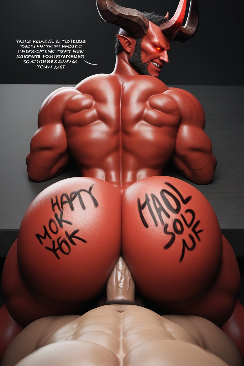 Masculine, Muscular, Body Writing On Ass AI Gay Porn