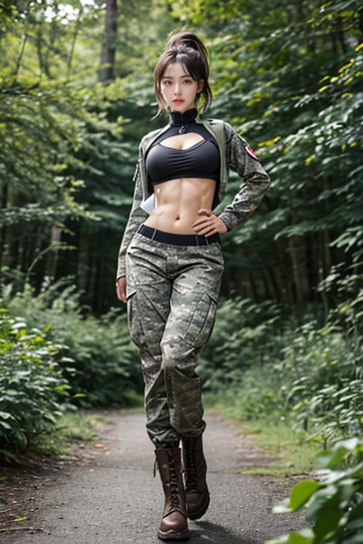 Grey Eyes, Thick Lips, Military Asian AI Porn