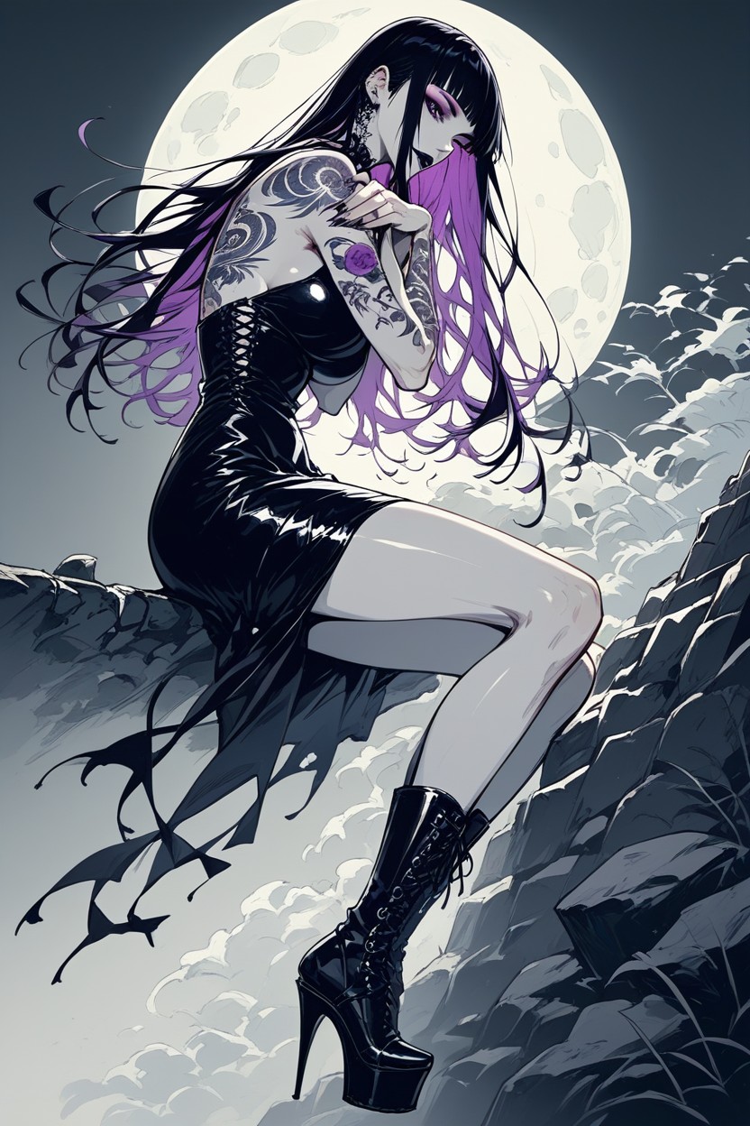 Large Breasts, Vampire Woman, Side View Hentai AI Porn