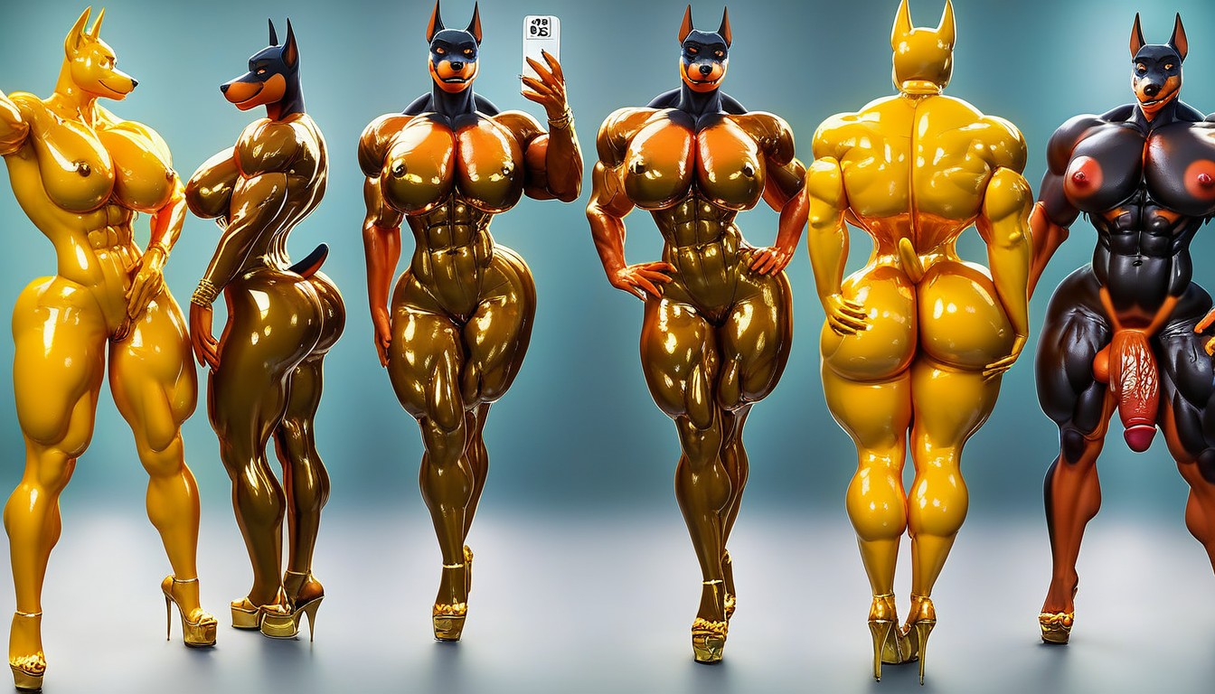 Glistening, Rubber, High Heels Furry AI Porn