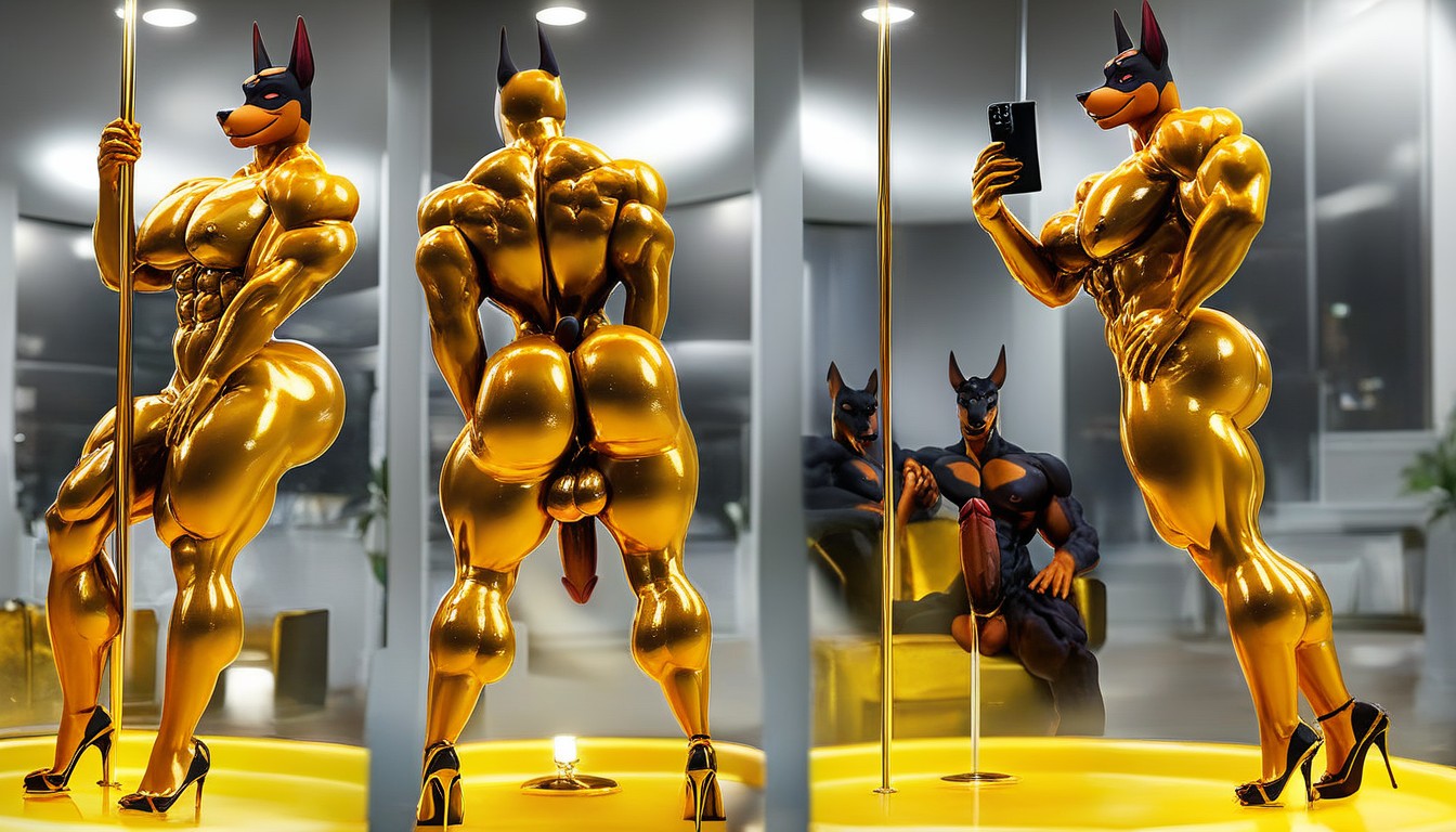 Oiled Skin, Stripper, Posing Selfie Furry AI Porn