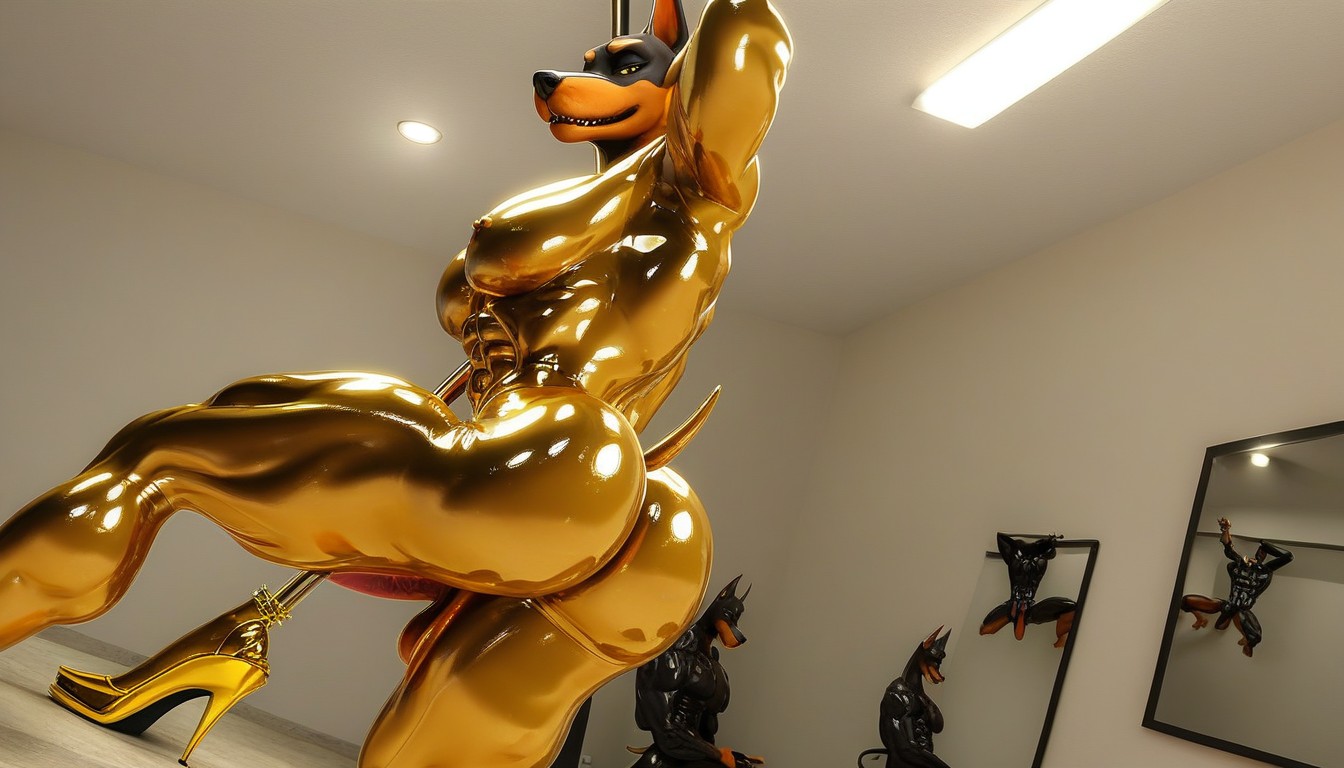High Heels, Muscular, Oiled Skin Furry AI Porn