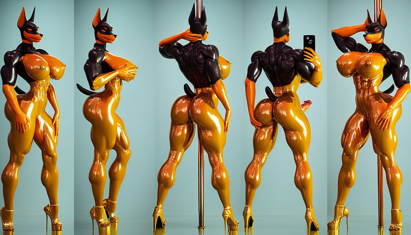 Rubber, Spreading Ass, Oiled Skin Furry AI Porn