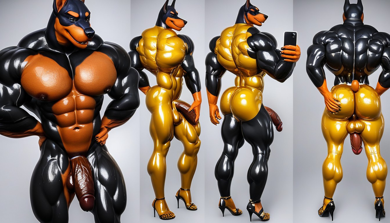 Oiled Skin, Posing Selfie Latex, Massage Furry AI Porn