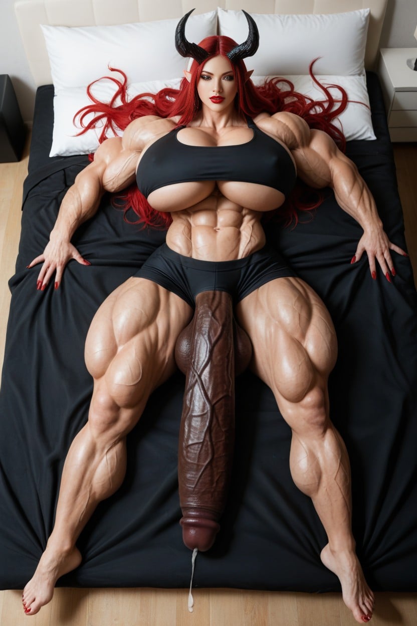 Abs, Gigantic Flaccid Black Cock, Full Body Shemale AI Porn