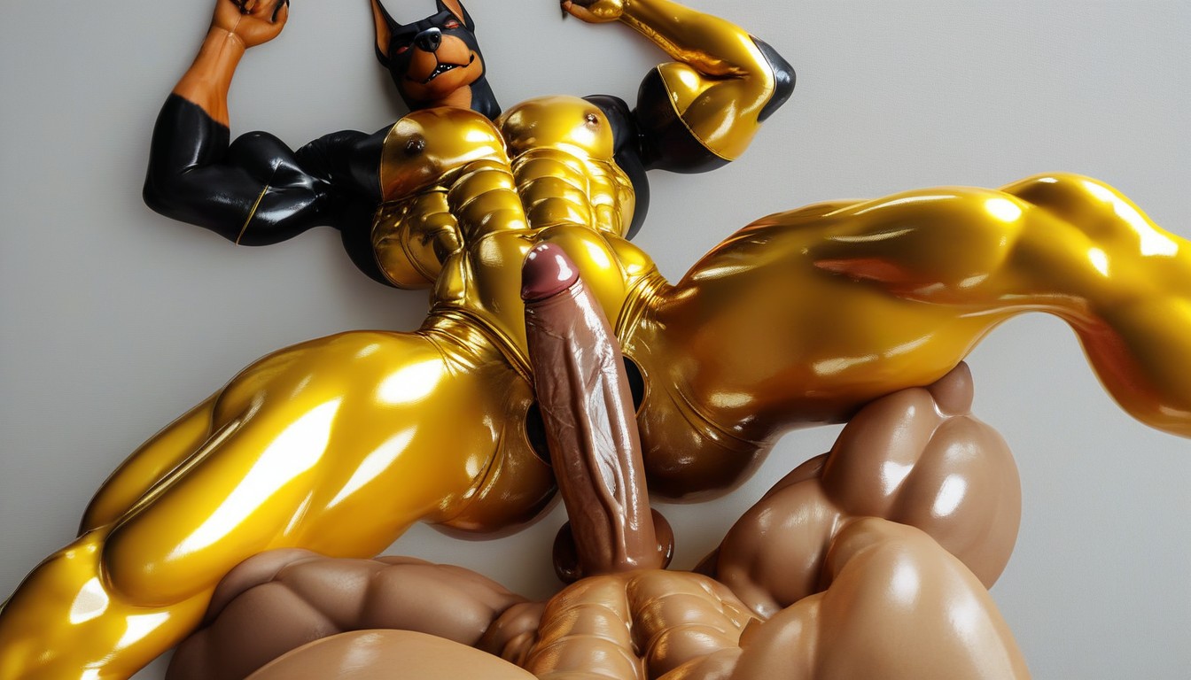 Oiled Skin, Showing Penis Doberman, Oiled Skin Furry AI Porn