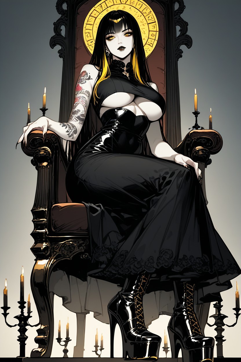 Dark Makeup, Vampire Woman, Yellow Eyes Hentai AI Porn