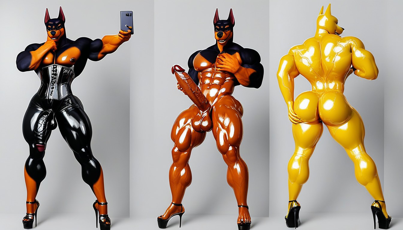 Veiny, Dog, Showing Penis Doberman Furry AI Porn
